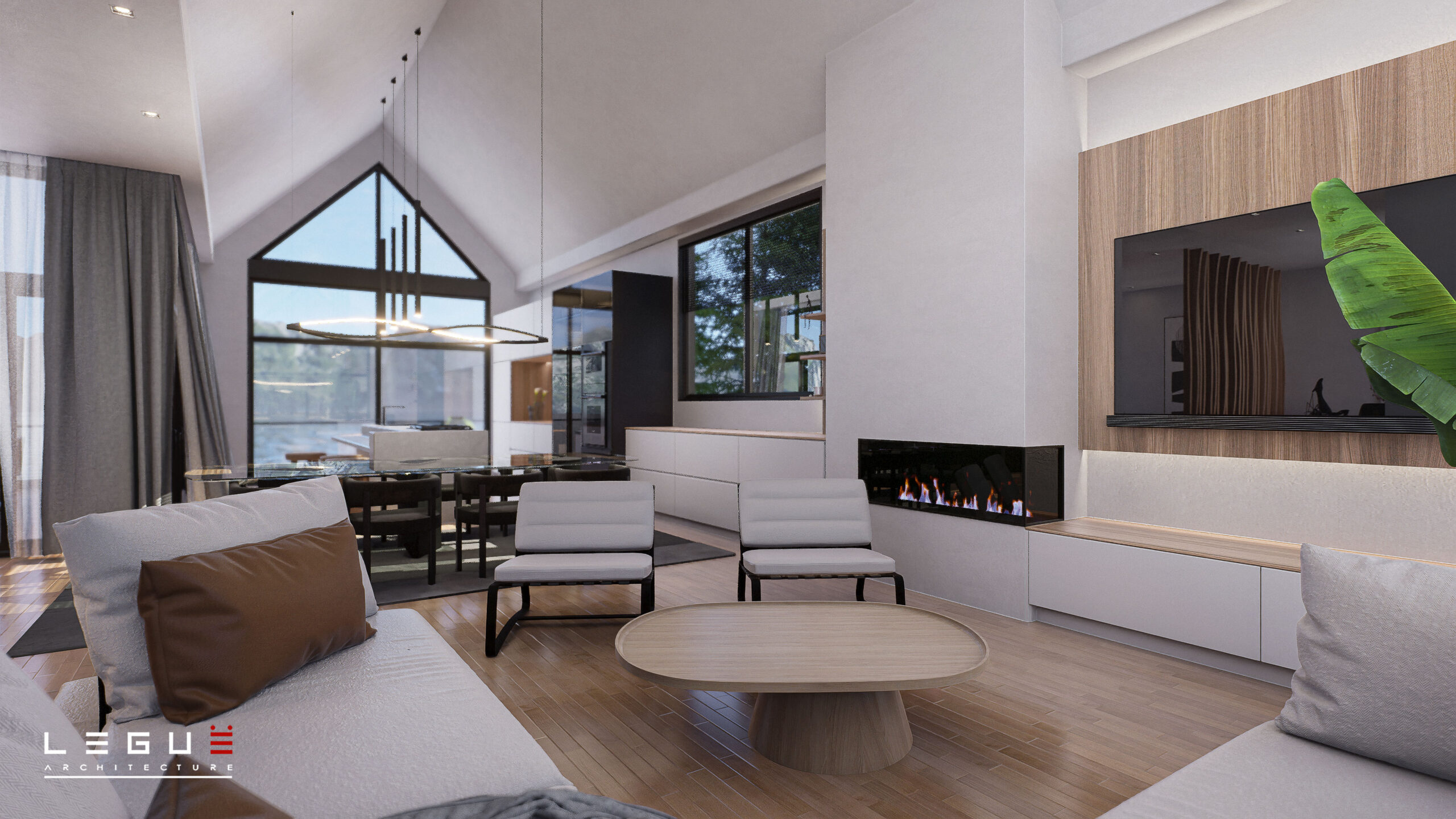 302号房屋平面图

注：Plan de maison常见意思是房屋平面图 ，Ë 在这里可能是输入错误，推测原文可能是 302 相关的编号 丨Leguë Architecture-48