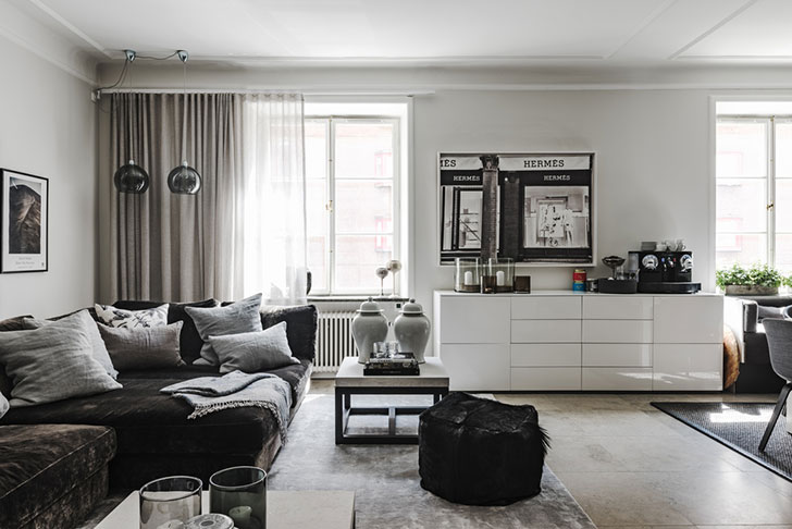 瑞典 96 平米黑白优雅公寓 | 简约风格的艺术呈现-5