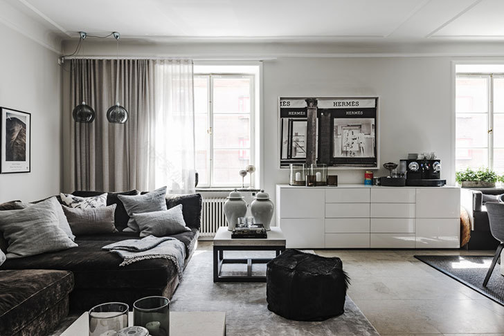 瑞典 96 平米黑白优雅公寓 | 简约风格的艺术呈现-5
