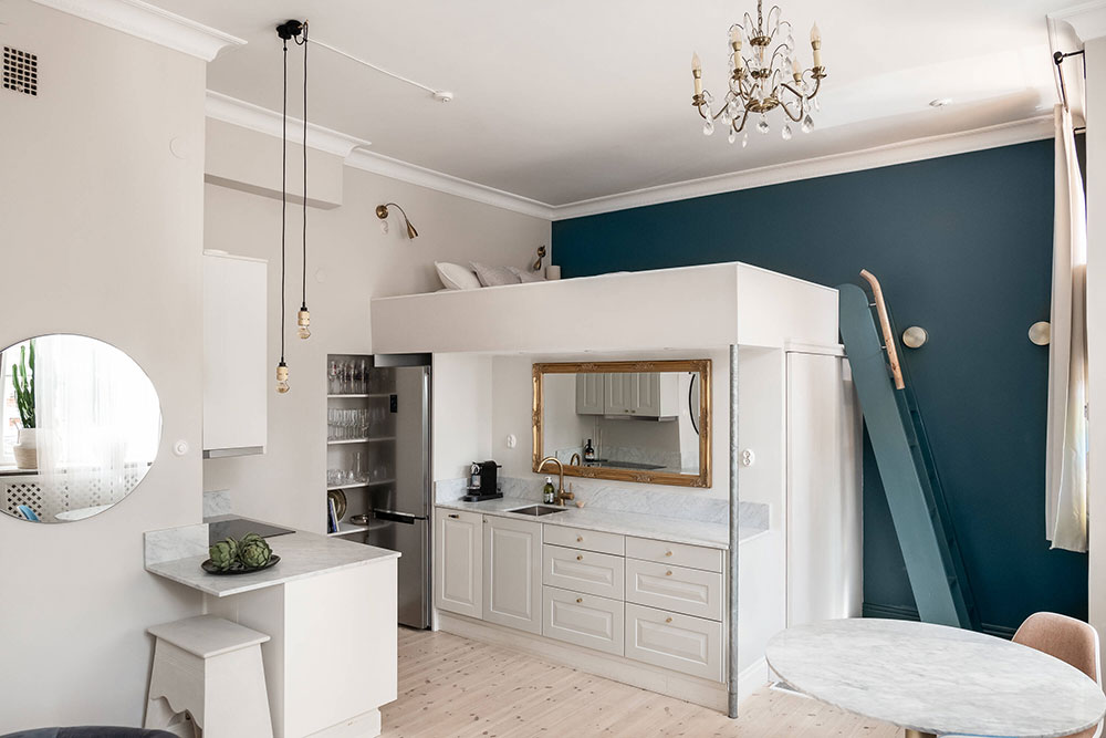 "斯德哥尔摩 42㎡小公寓，超高层高搭配复古风设计"-6