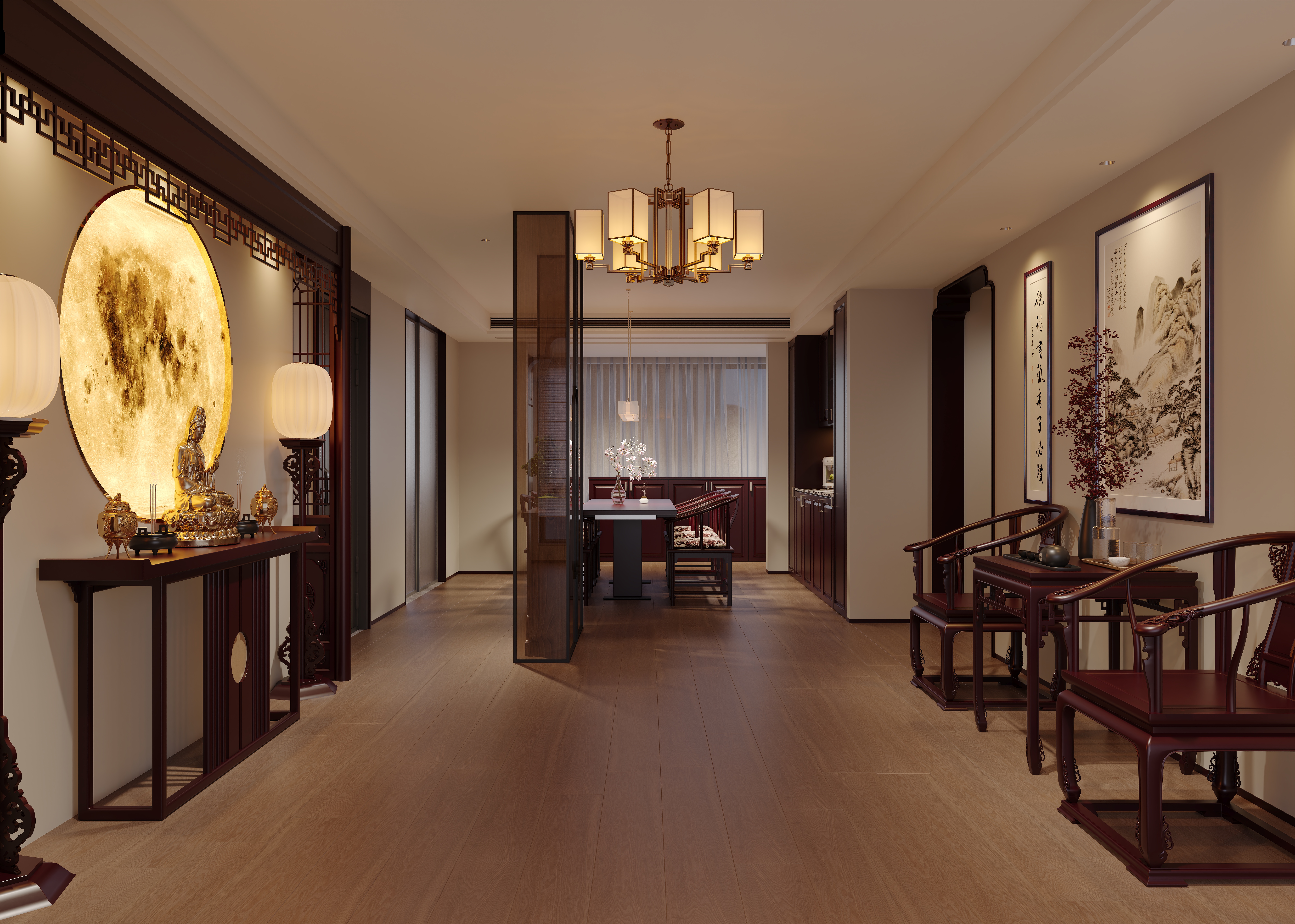 近期渲染 夜景新中式-7