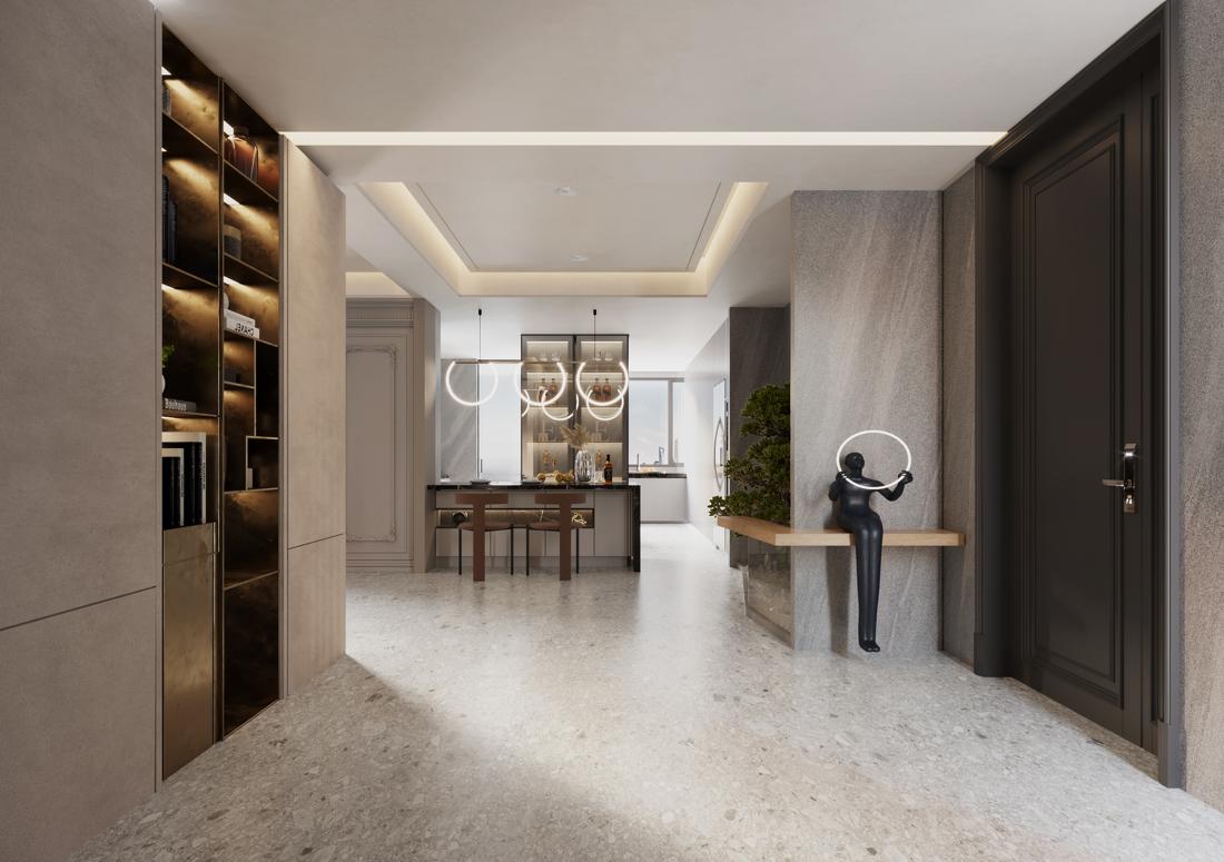 现代轻奢风异形吊顶设计-0