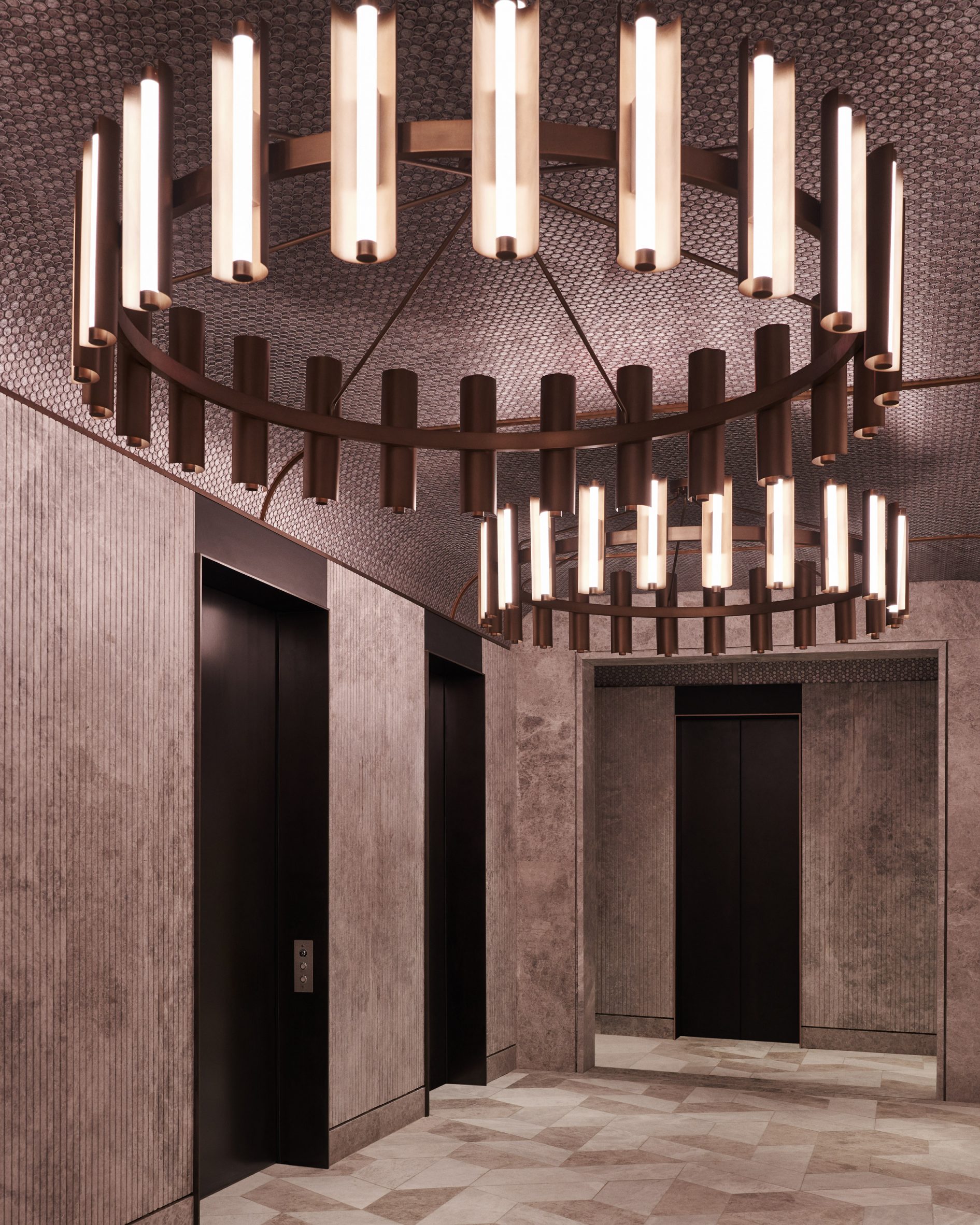 纽约布鲁克林塔楼 | 复古未来风格的豪华公寓大堂设计-12