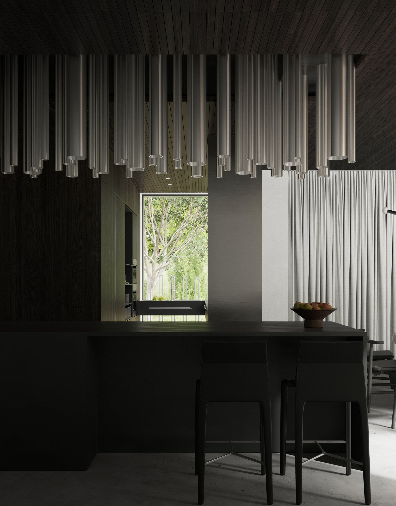 352㎡深色系住宅设计 超有品味的设计-12