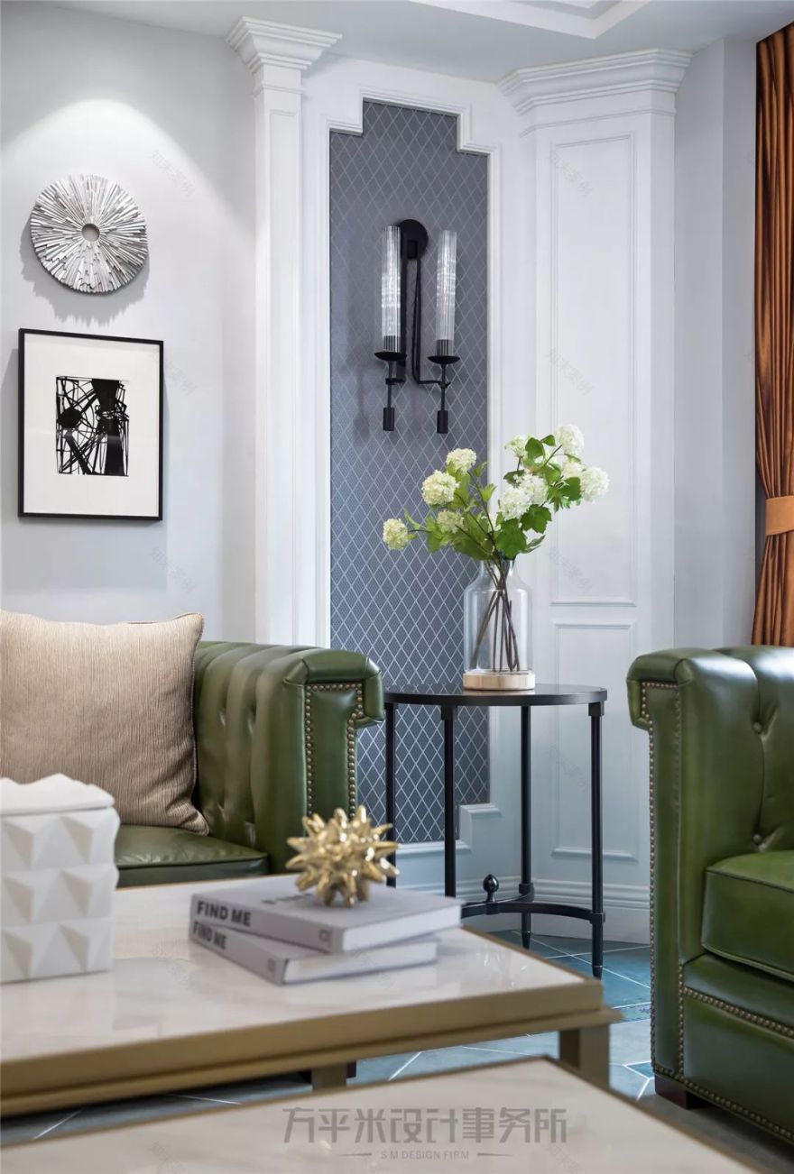 长夏方平米设计,美式平层大宅的优雅色彩碰撞-43