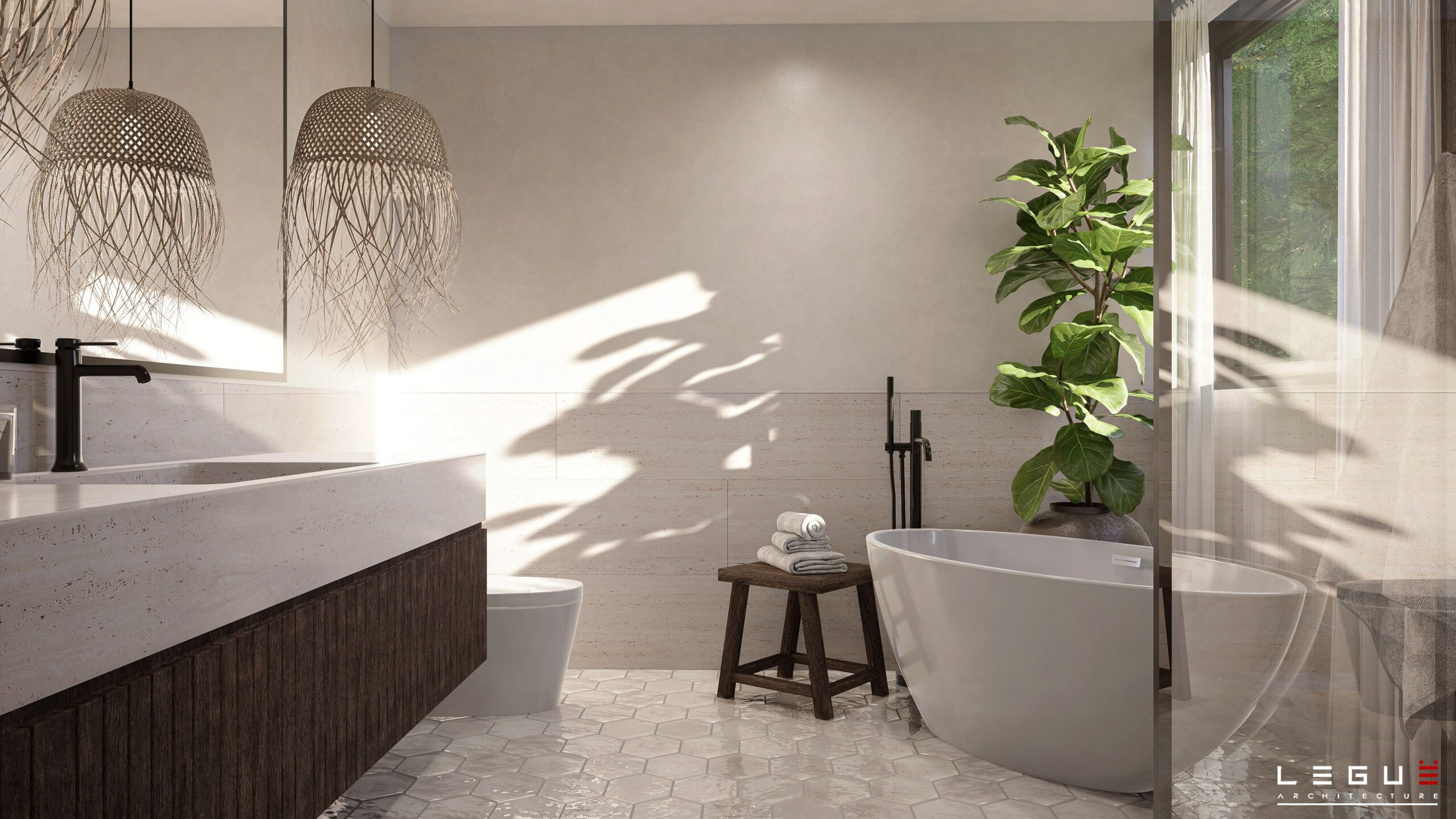 房屋平面图 Ë·242

注：这里Ë·242可能是特定编号之类的内容，由于不清楚其确切含义，保留原样如果有更多背景信息，可进一步完善翻译 丨Leguë Architecture-46