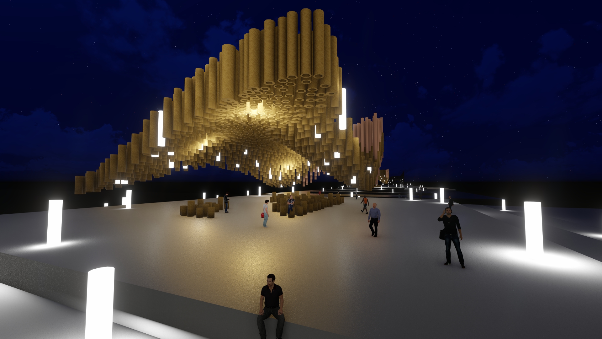 Parametric Shade Musical Bamboo Pavilion-8