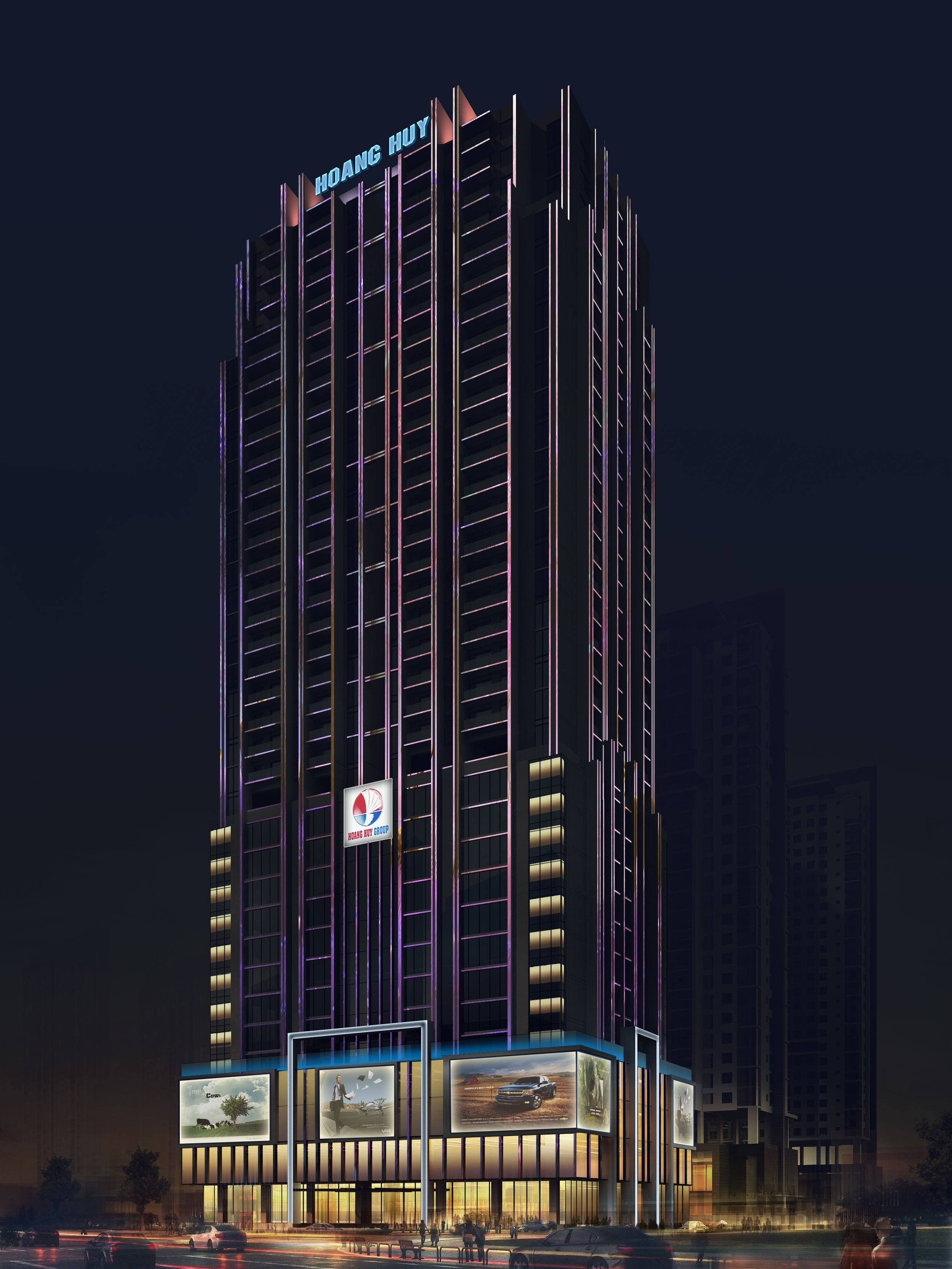 早期的一些商业中心建筑写字楼亮化效果图-4