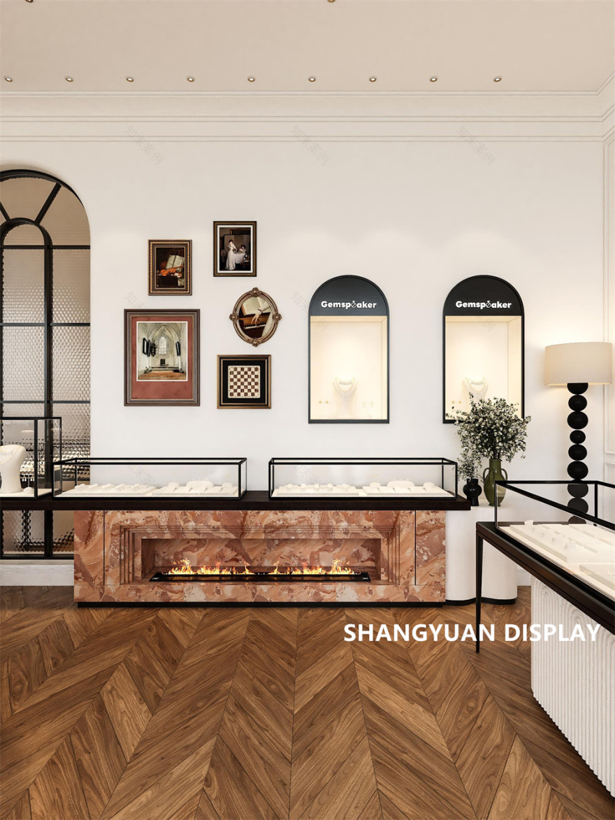 Elegant French style jewellery showroom design-7