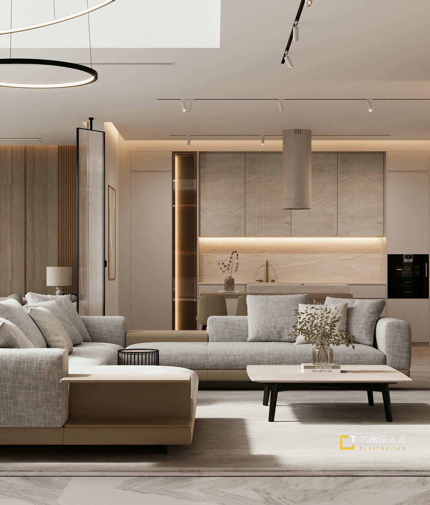 大理石+木质 打造现代简约空间！-3