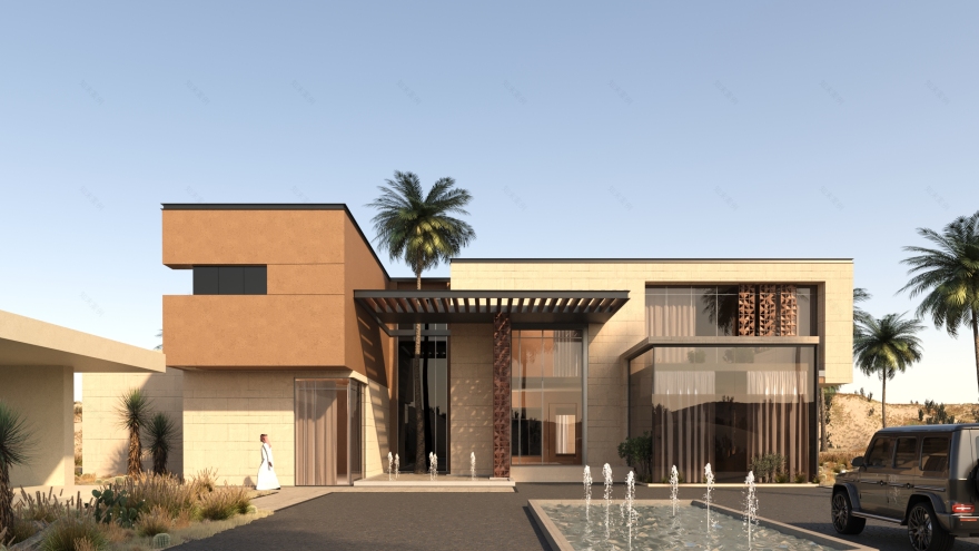 AlAkeel 私人别墅丨沙特阿拉伯利雅得丨Yallow line,Plustudios-10