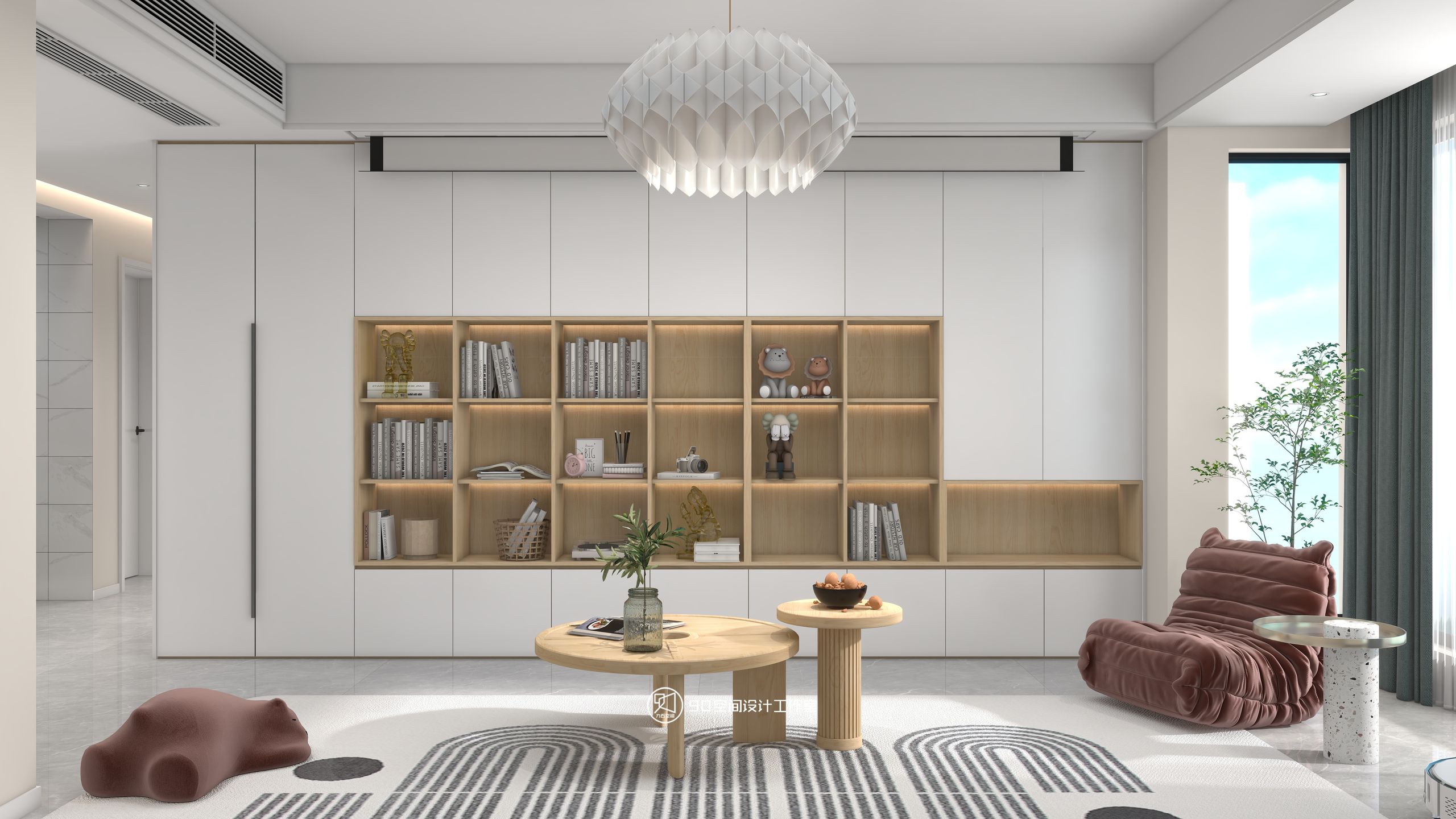 棉花糖奶油风格113 平方 3 室 2 厅 1 卫丨90 空间设计-7