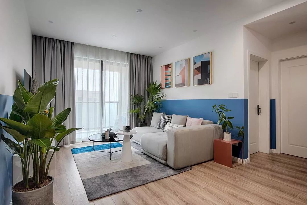 现代简约小户型，蓝色半墙设计独特优雅-8