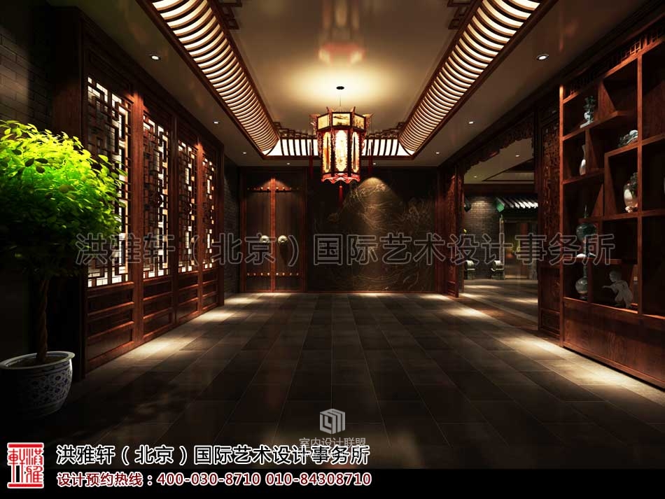 休闲会所古典中式装修 迷离深邃的汉唐古韵-3