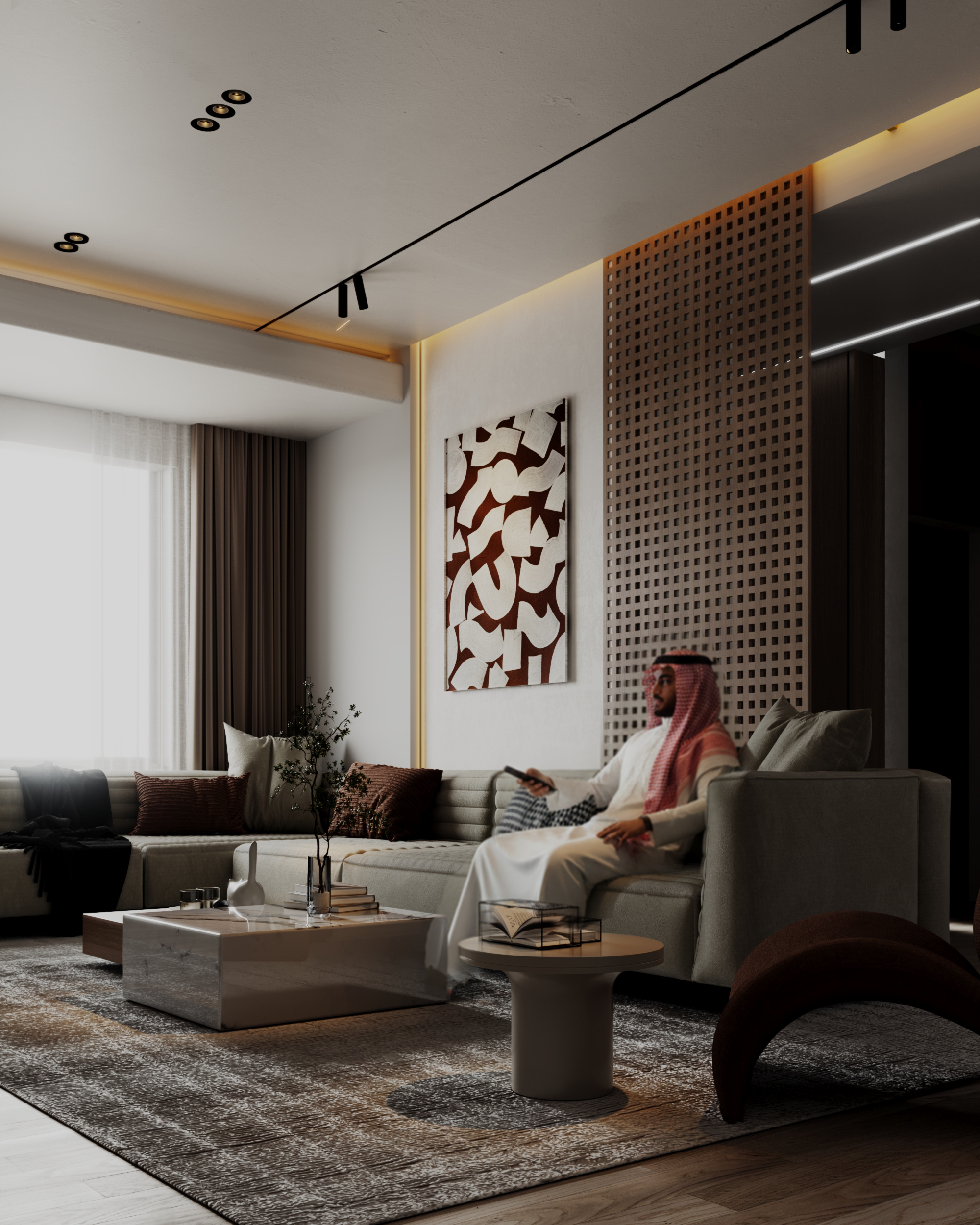 Living Room室内设计项目丨沙特阿拉伯丨ALWI JAMAL-7