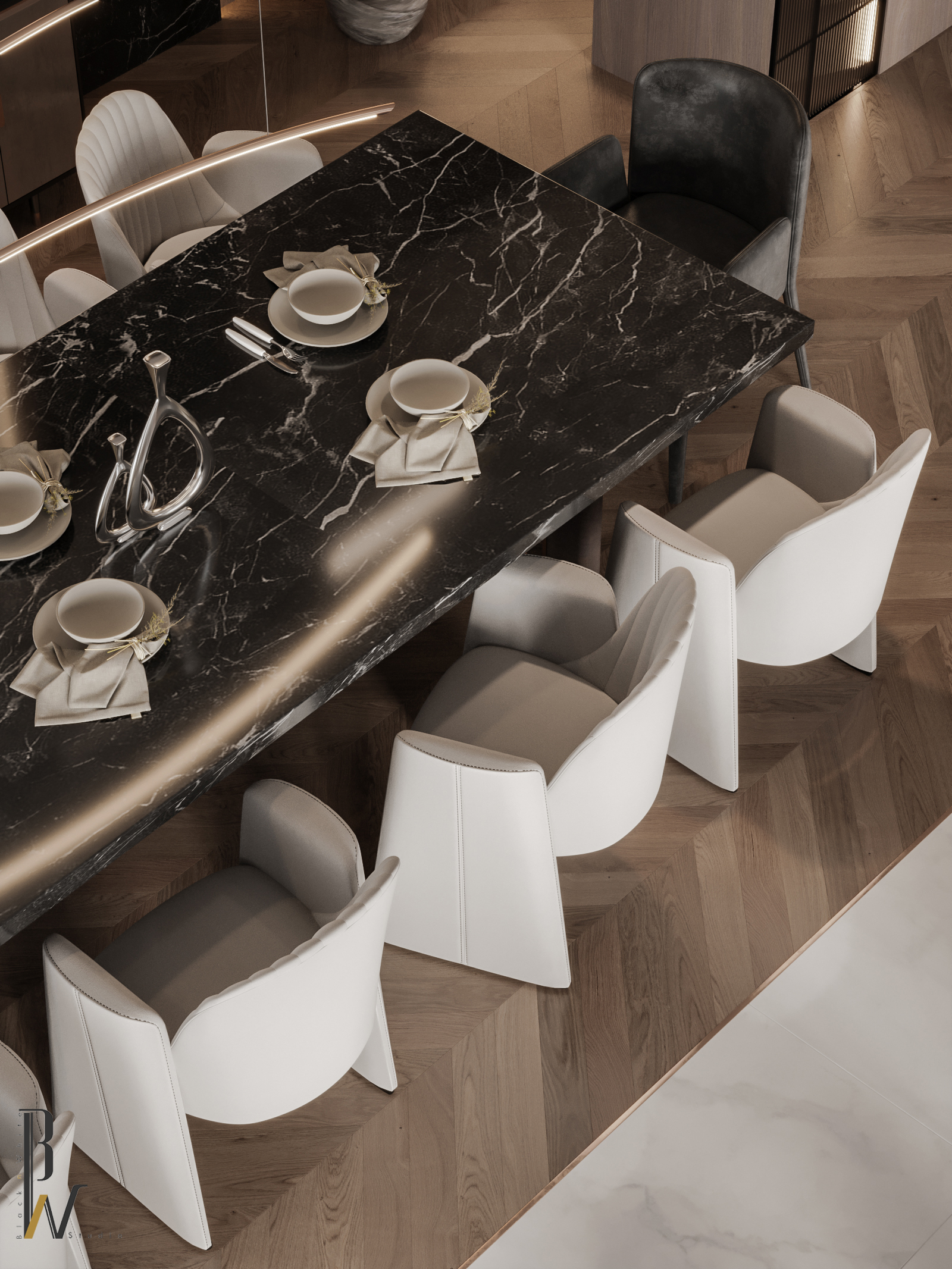 现代豪华大厅丨阿联酋丨Black N White-36