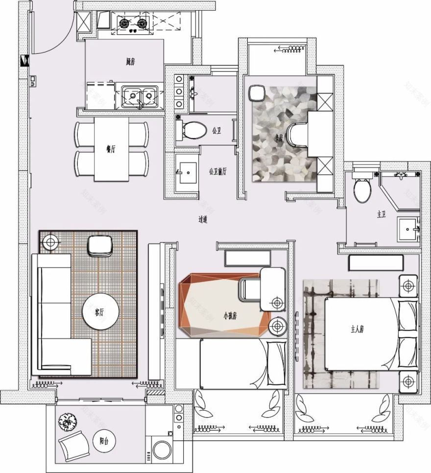 昆明天誉城售楼处与样板房 | 现代简约与爱马仕橙的碰撞-114