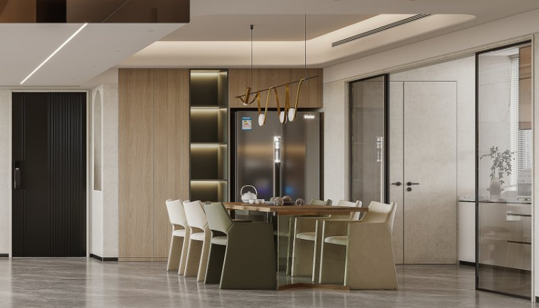 现代奶白色极简原木住宅设计-7