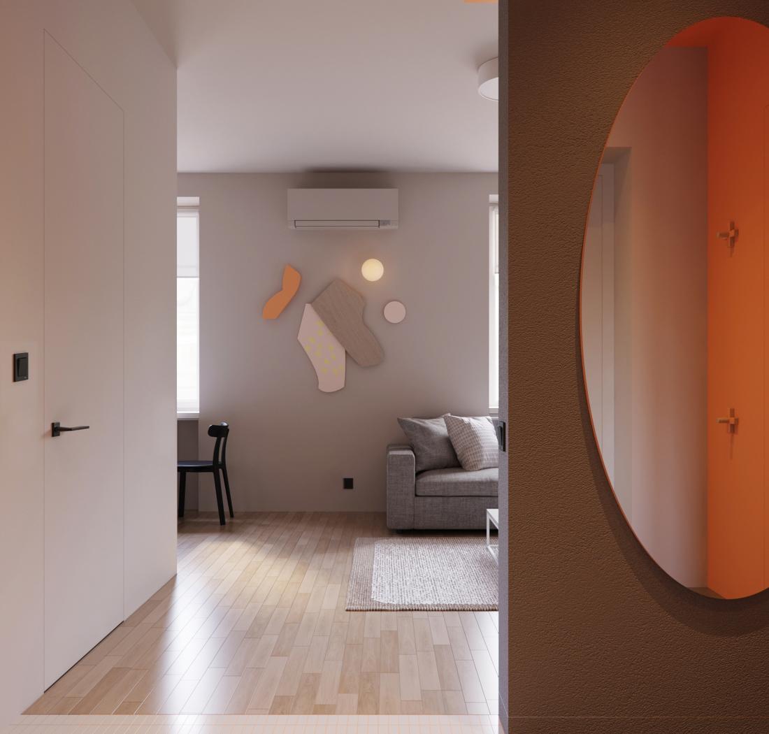 橙色温馨三口之家室内设计-1