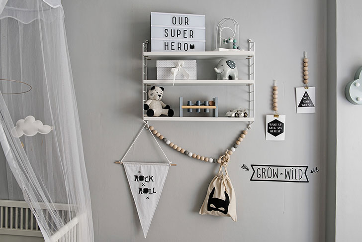 瑞典灰色家居，金属元素与插画打造个性空间-10