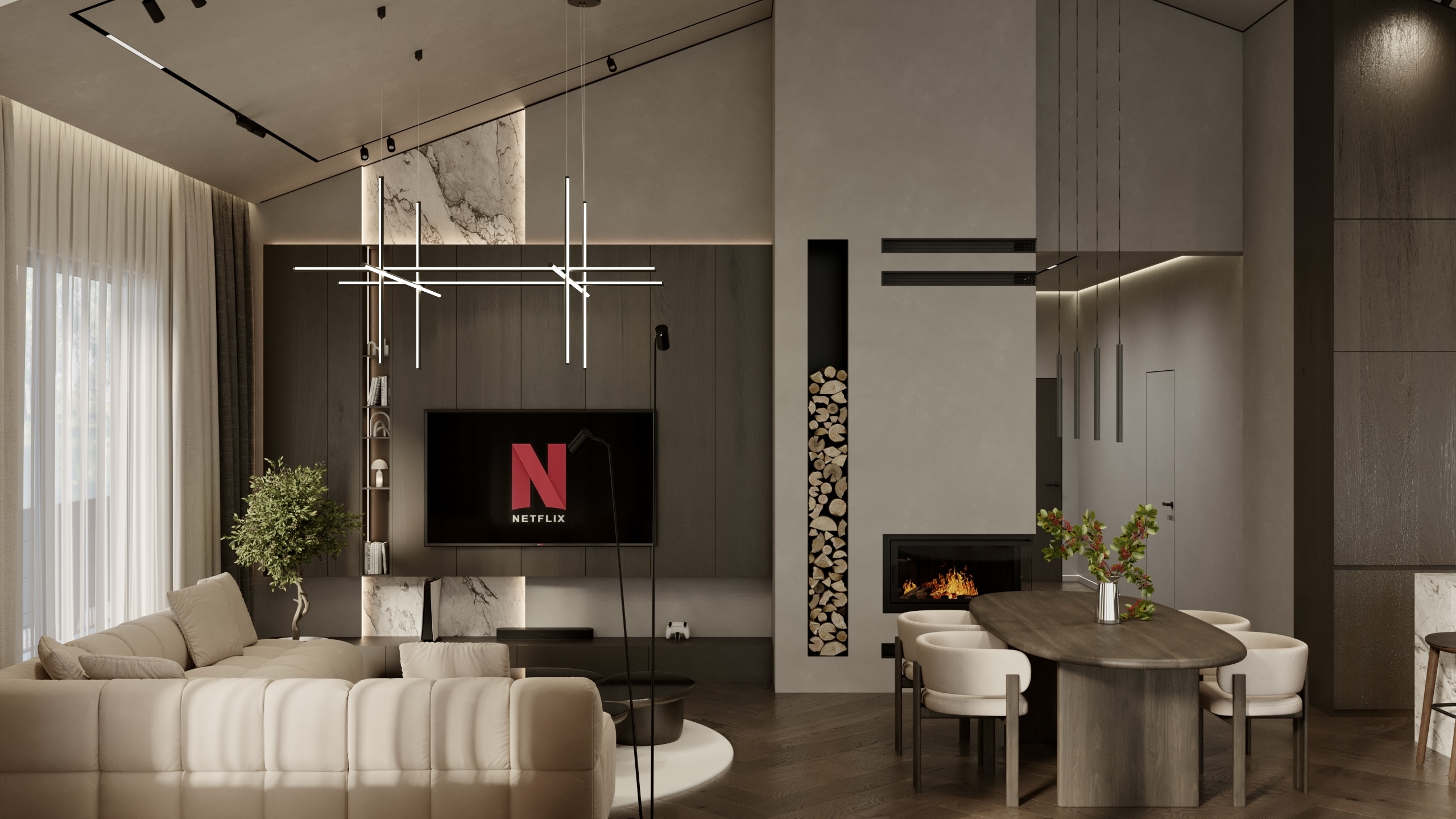 Visualization of the kitchen-living room-3
