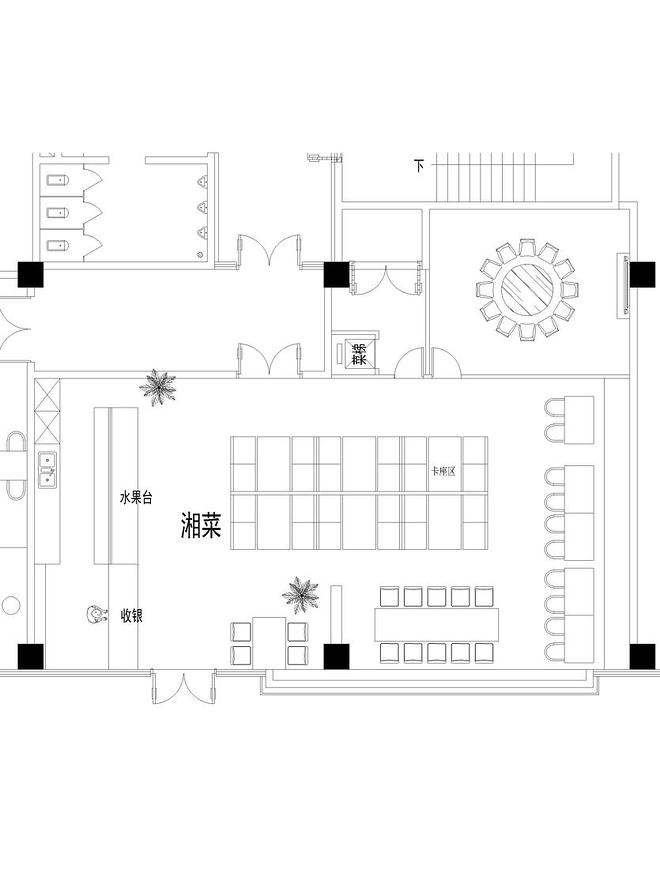 45万元餐饮空间350平米装修案例（湘菜馆设计）-13