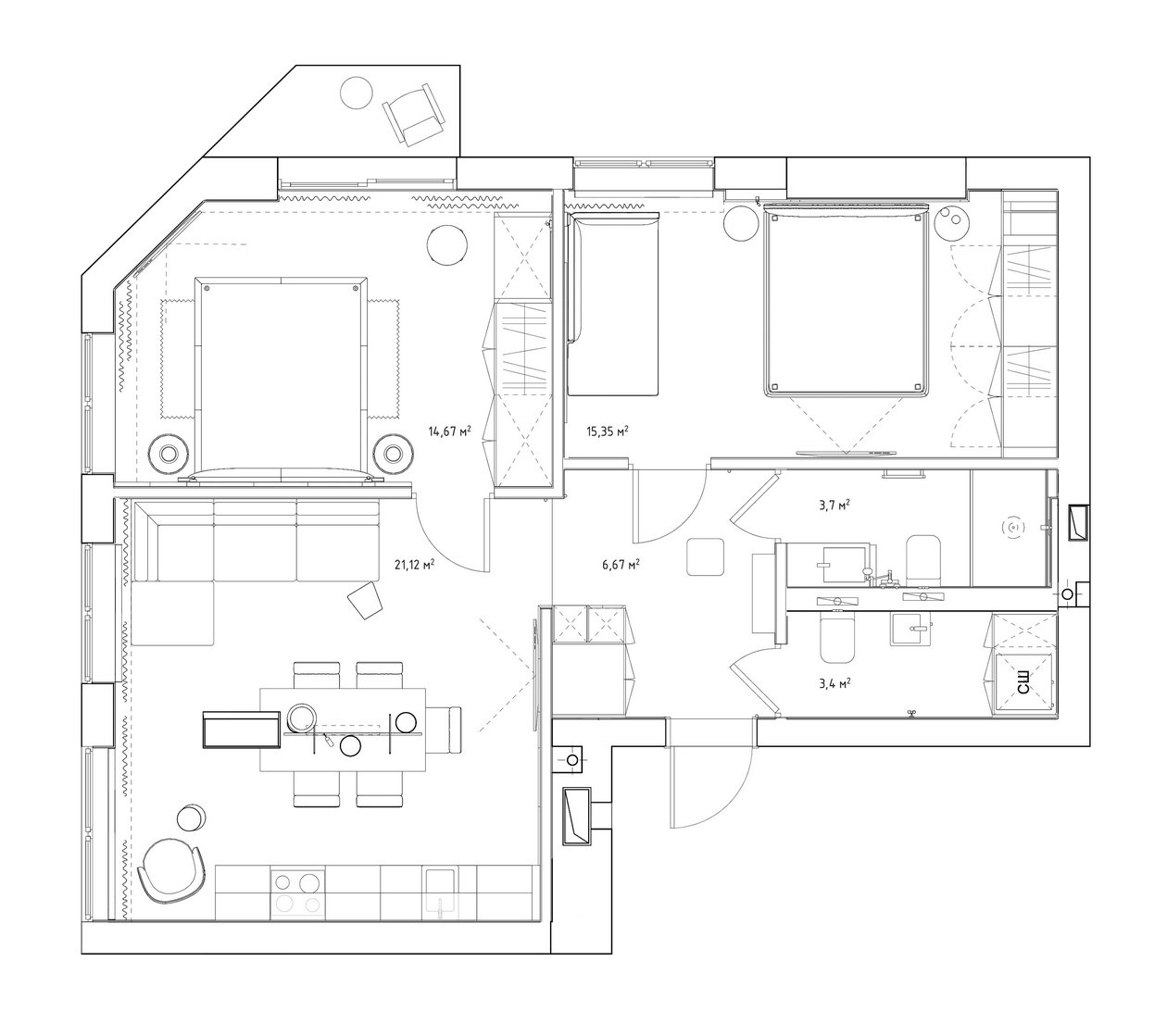 65㎡小空间公寓设计-24