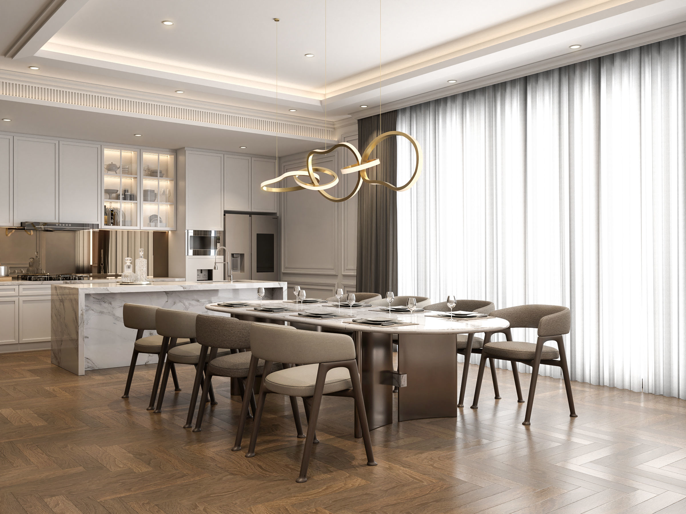 Modern classic kitchen & living design-0