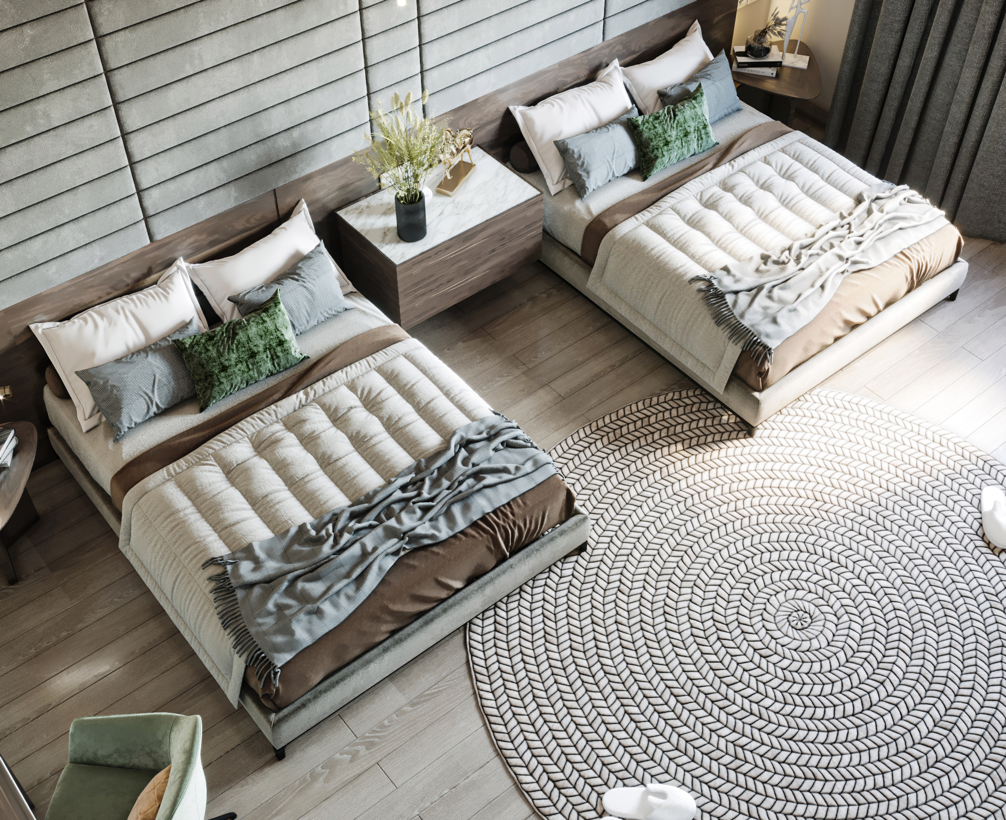 中性风格卧室设计丨沙特阿拉伯丨vision design & construction-12