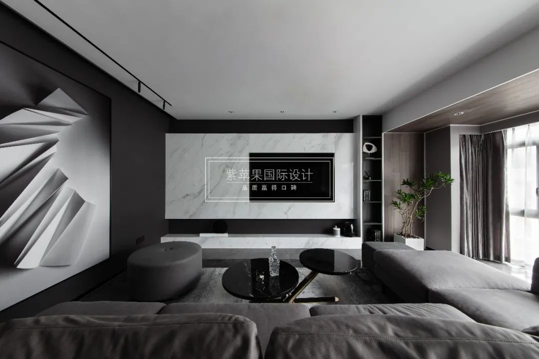 酒店式居家体验,170㎡现代风高级黑质感空间-13