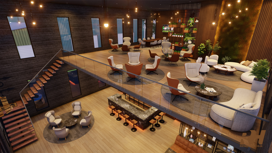 餐厅室内设计与 3D 渲染-12