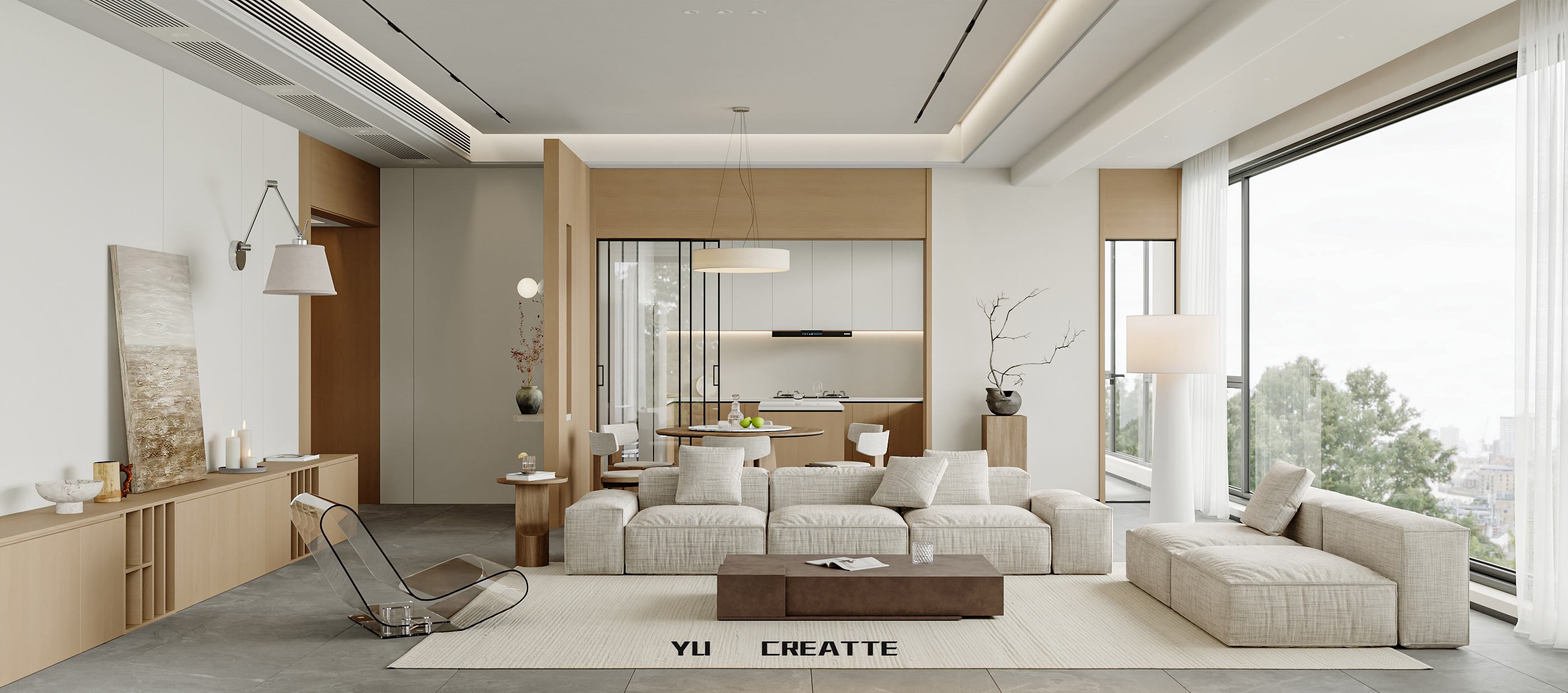 现代原木风客餐厅主人房丨近期表现-4