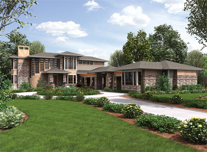 当代三居室房屋计划  方案4458-1