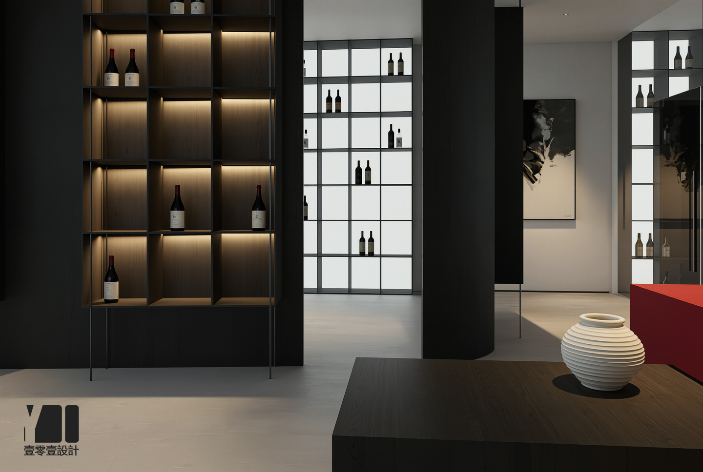 展厅设计 高级灰的沉默 被一抹红唇吻出裂痕-6