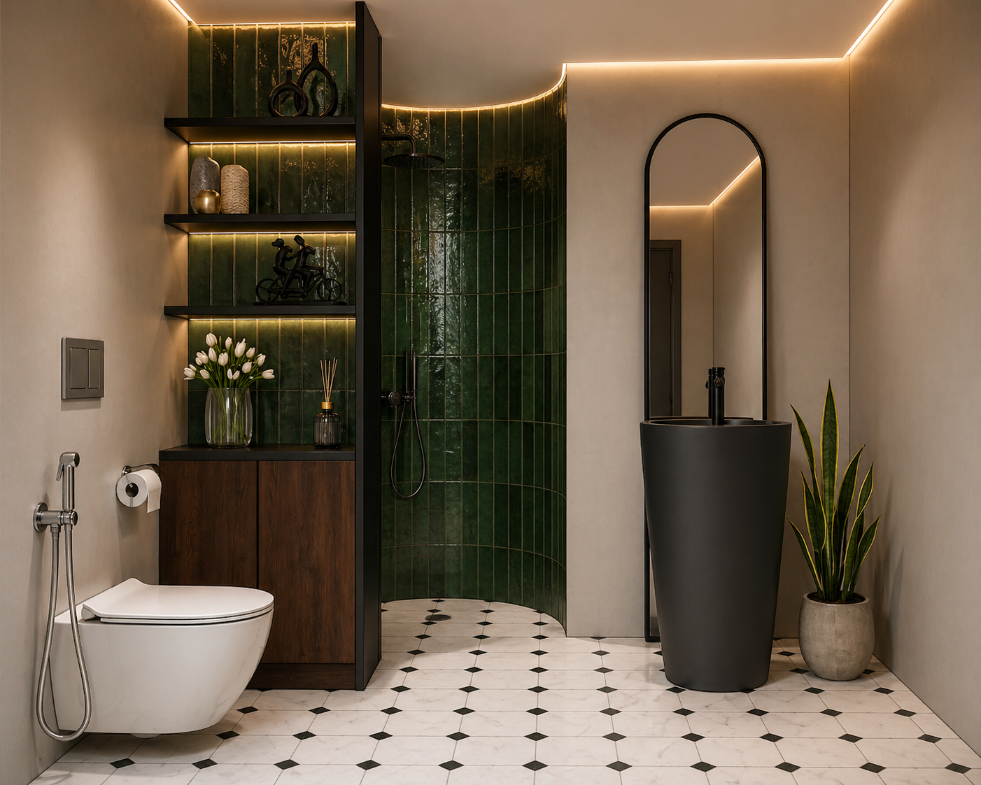 Emerald Oasis - A bold botanical bathroom design-3