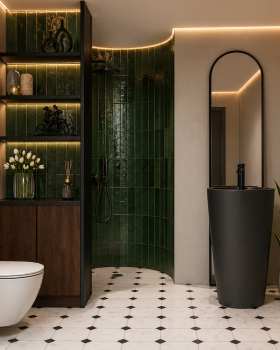 Emerald Oasis - A bold botanical bathroom design