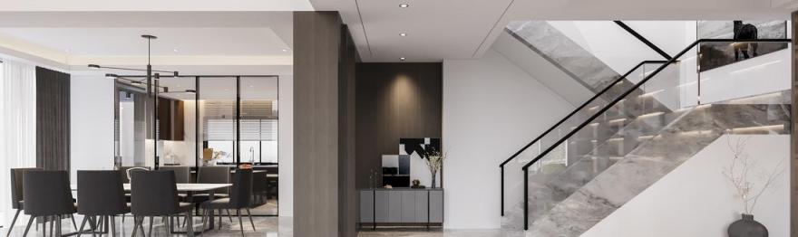 现代轻奢融入中式元素的舒适生活空间设计丨璞旭设计-0