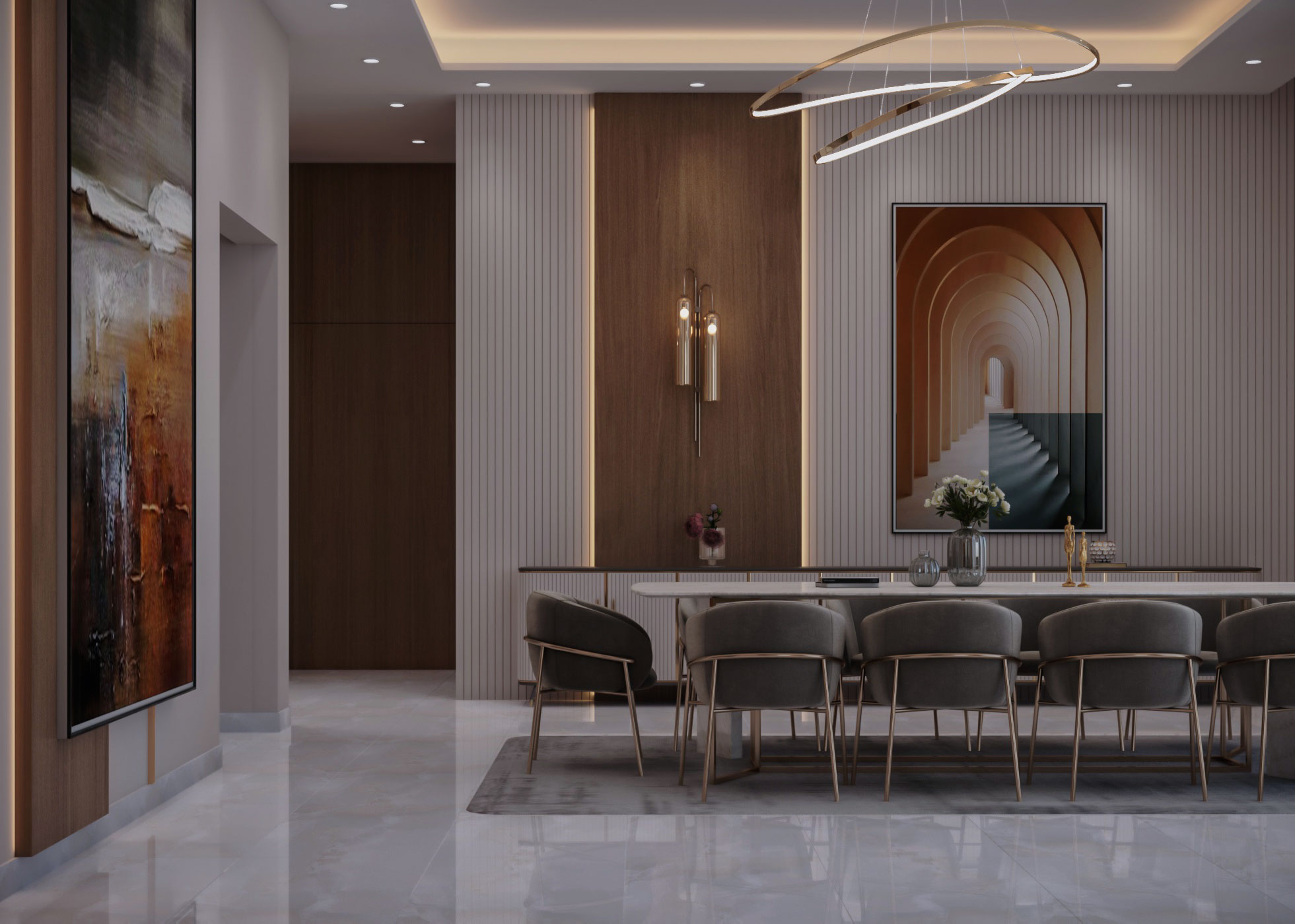 接待处，带餐厅设计的起居区丨Ghanem 设计工作室-8