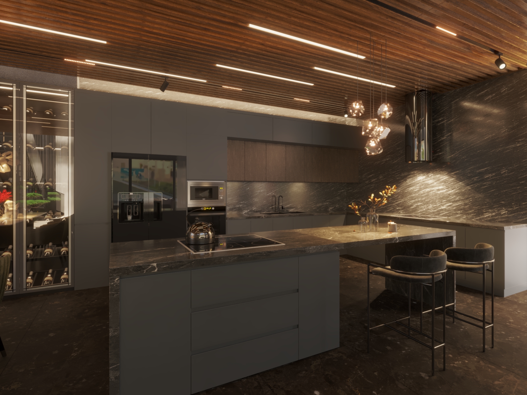 Villa Modern Reception and Living and Kitchen-2