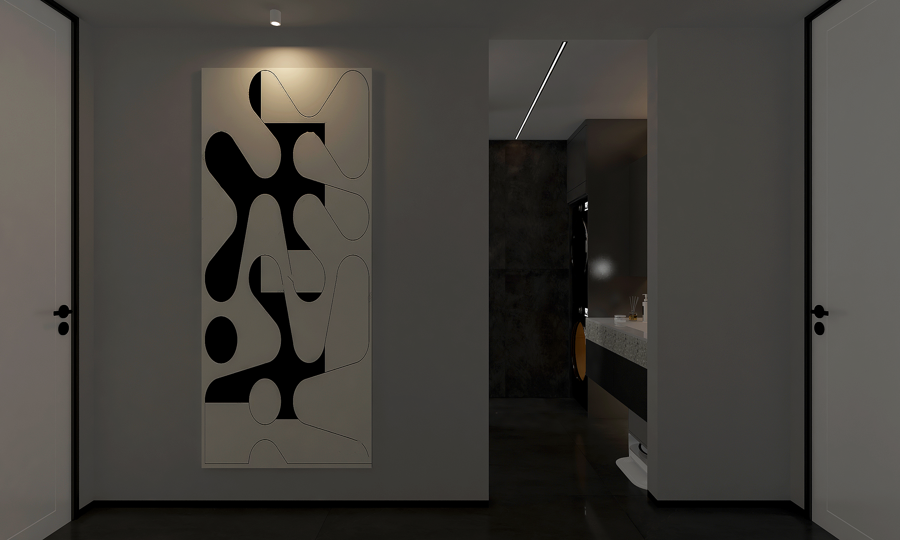 小镇案例//现代简约暗黑系空间-4