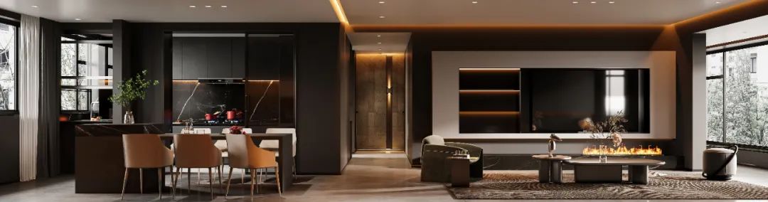 现代风格四居室,沉稳色调与光影艺术的完美融合-1