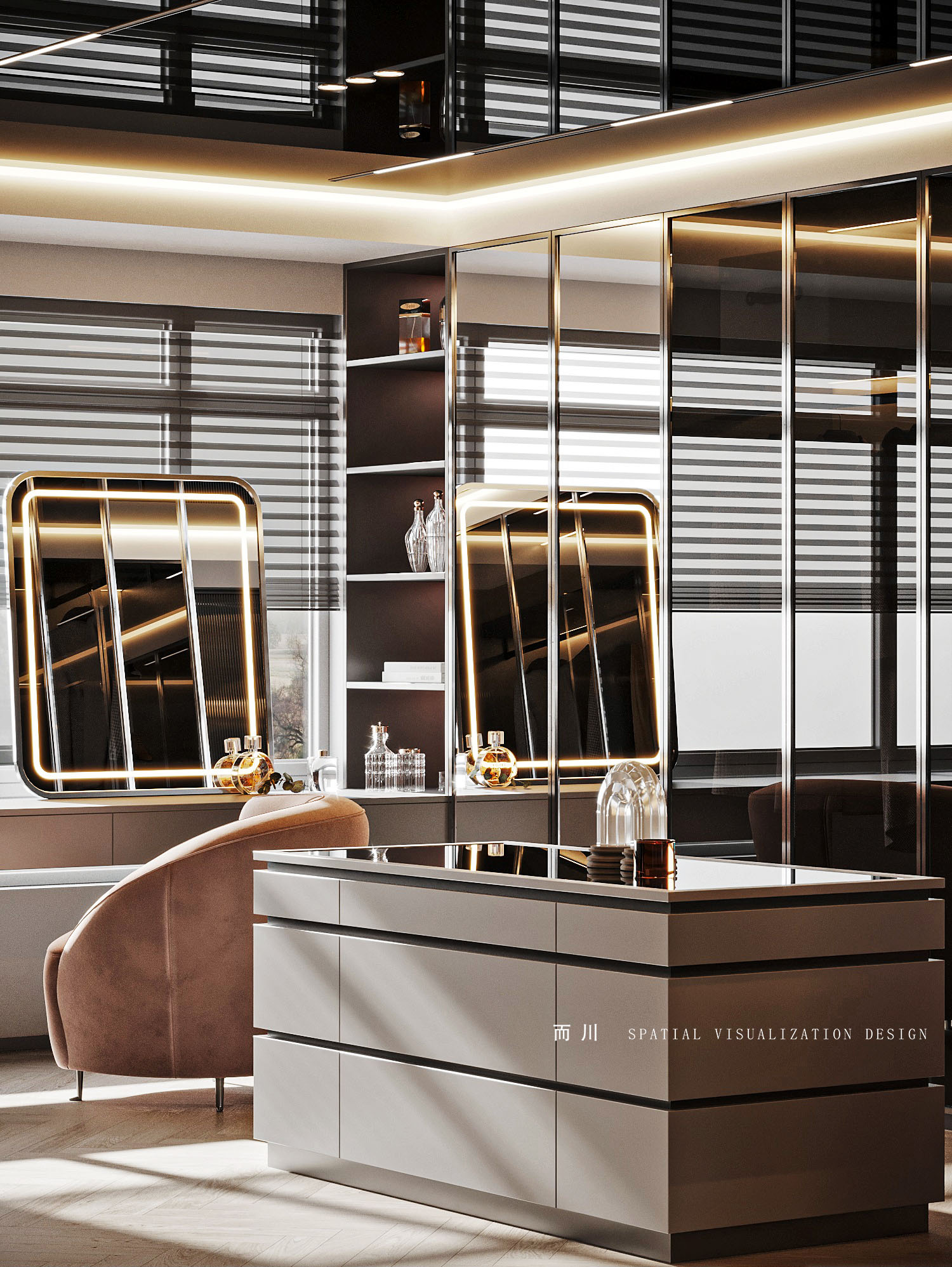 现代意式榻榻米卧室设计丨而川空间可视化工作室-32