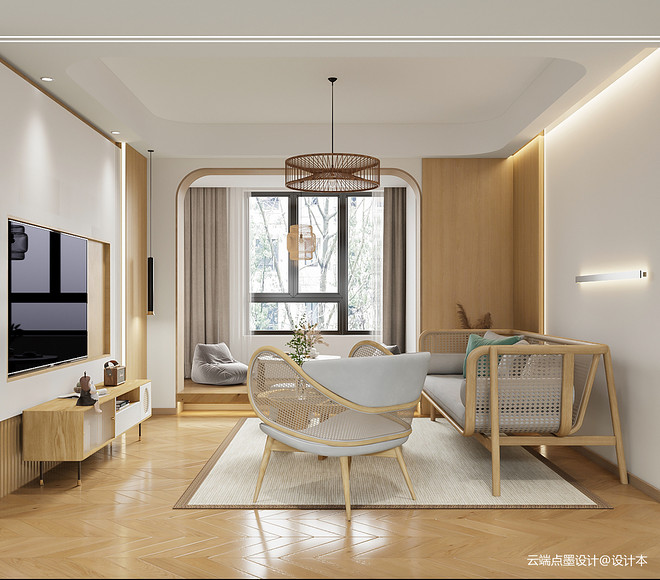 四居及以上150平米装修案例_效果图 - 禅·境 - 回归自然的原木 | 云端点墨 - 设计本-14