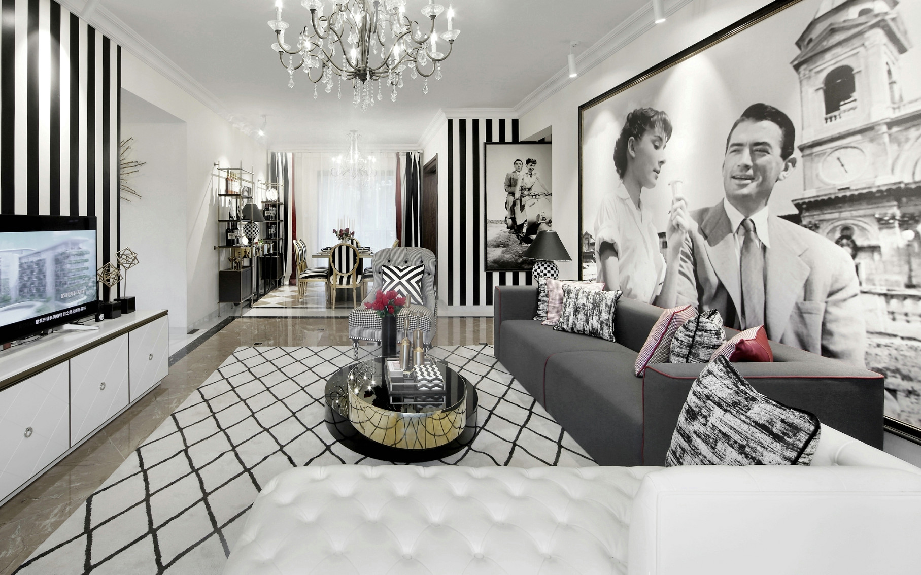 黑白色调演绎的电影主题样板房-24