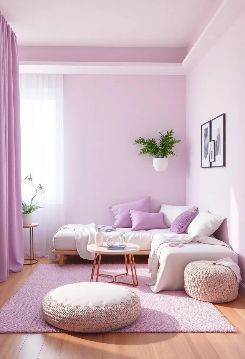 设计梦幻紫丁香与白色少女青少年房间-111