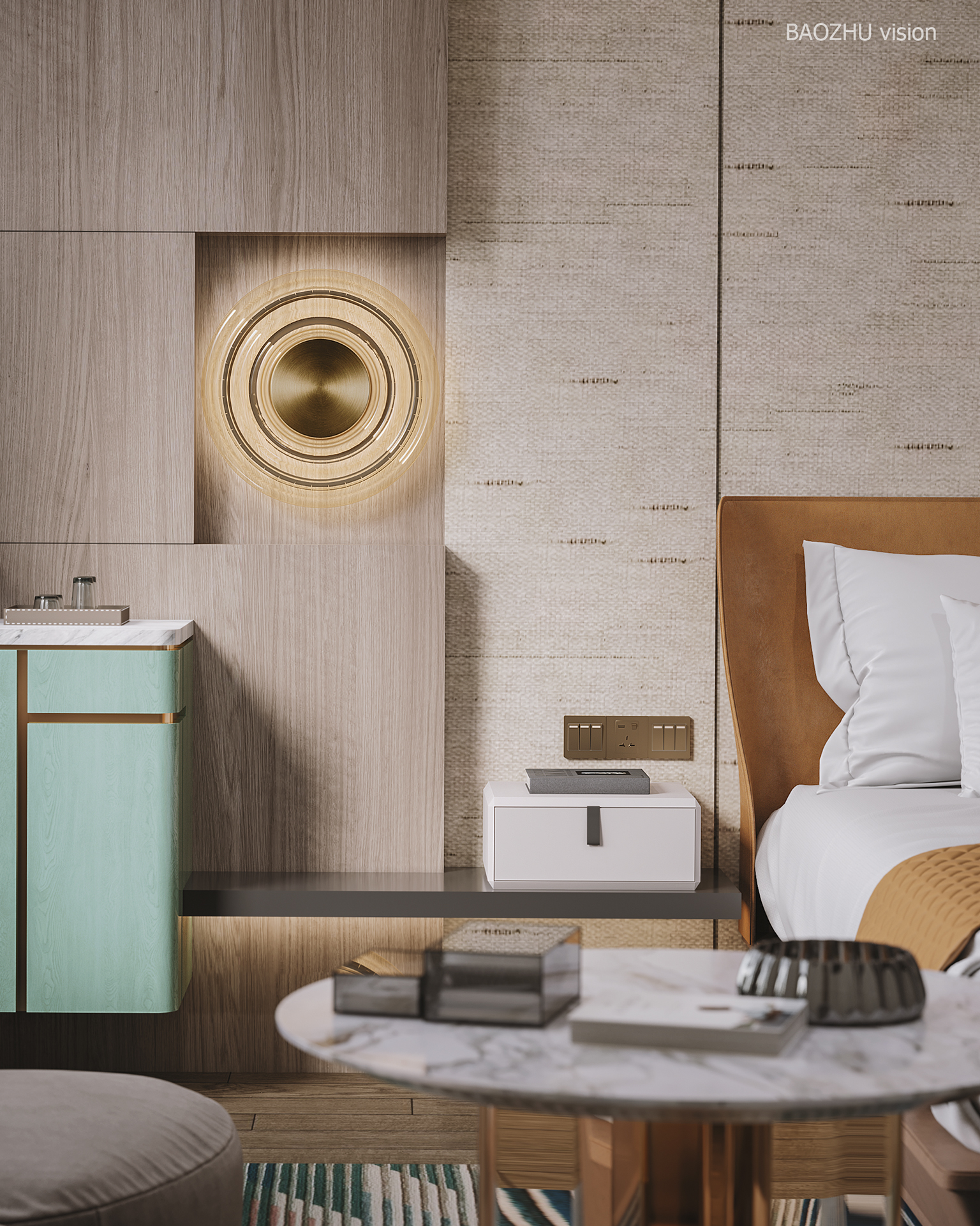 简约风格酒店大床房设计-9