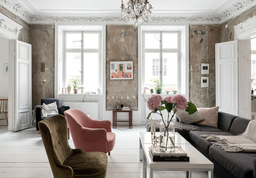 斯德哥尔摩的奢华与原始 | 惊艳的折衷主义公寓-1
