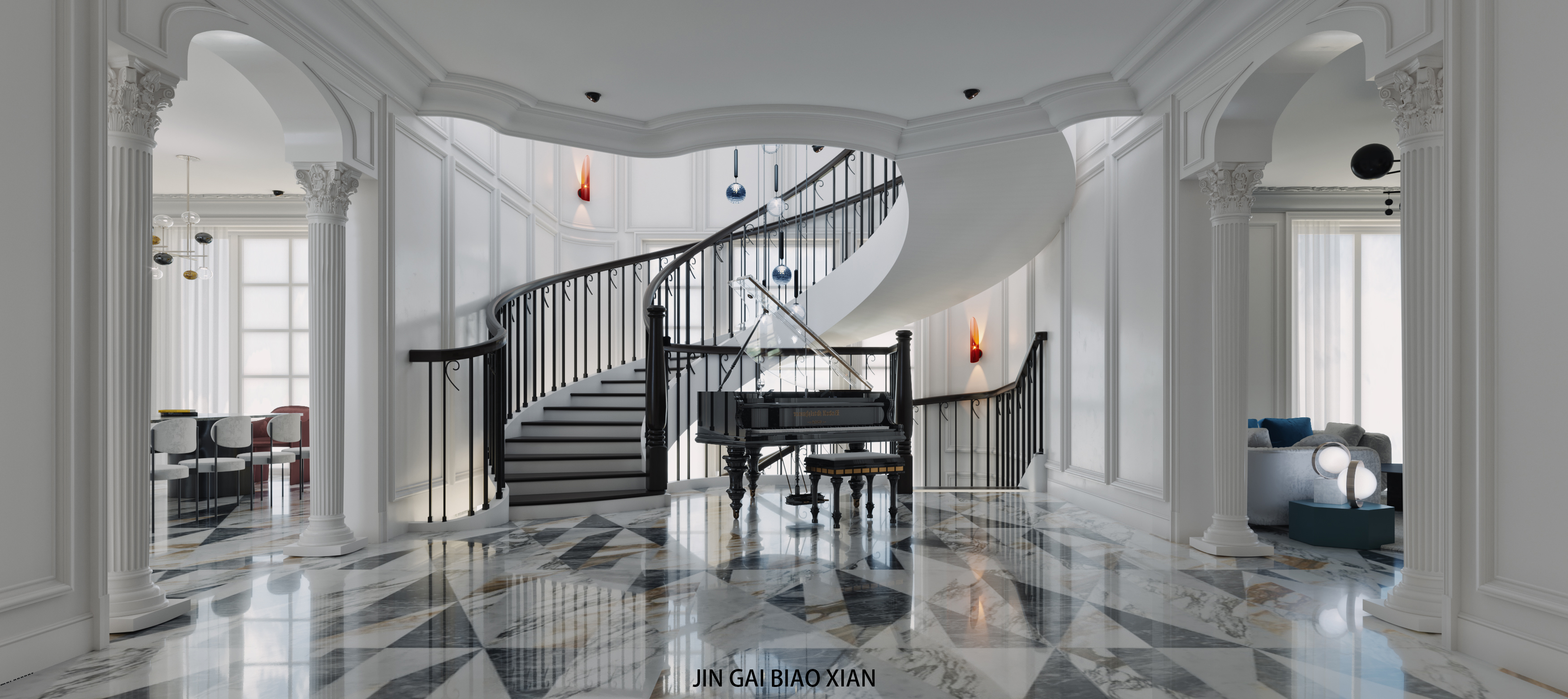 法式浪漫别墅，现代优雅与古典艺术的完美融合-5