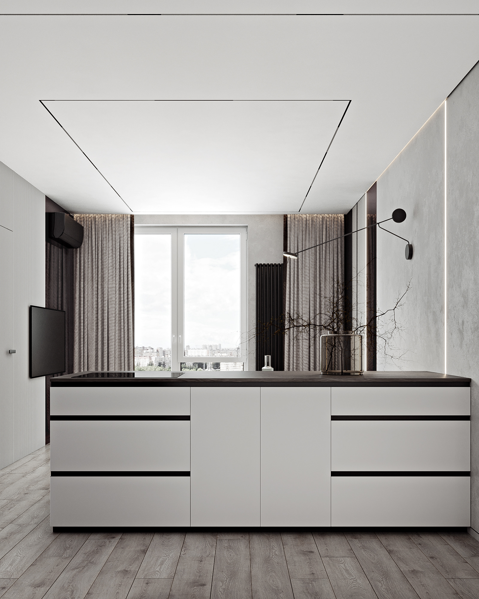 Monochrome minimalistic apartment-4