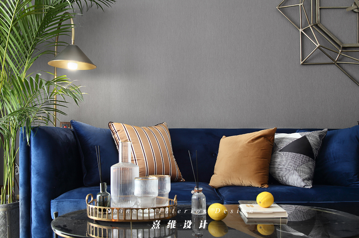 《构色》南京升龙天汇 90 平米三室两厅精装房改造,深蓝金色的复古典雅空间-16